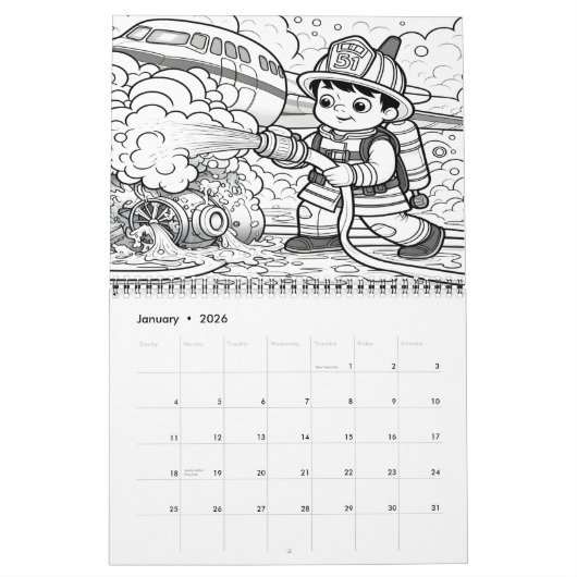 Everyday Heroes Fire Rescue 2025/2026 カレンダー (1月 2026)