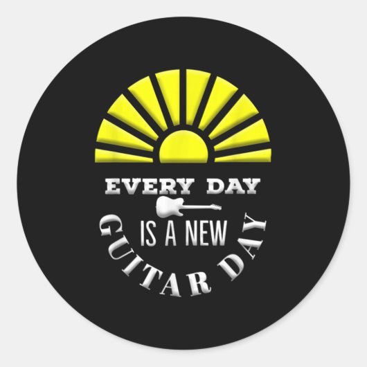 Everyday Is A New Guitar Day Funny Quote Guitarist ラウンドシール (正面)