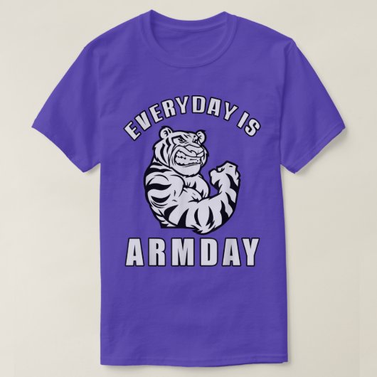 Everyday Is Arm Day Bodybuilding Tee Curling Fitne Tシャツ (デザイン正面)