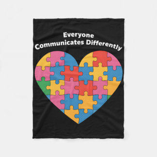Everyone Communicates Differently Autism Inclusion フリースブランケット