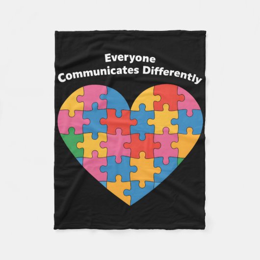 Everyone Communicates Differently Autism Inclusion フリースブランケット (正面)