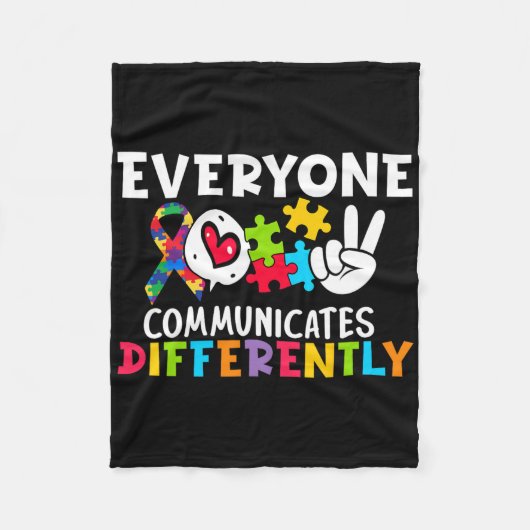 Everyone Communicates Differently Speech Therapy  フリースブランケット (正面)