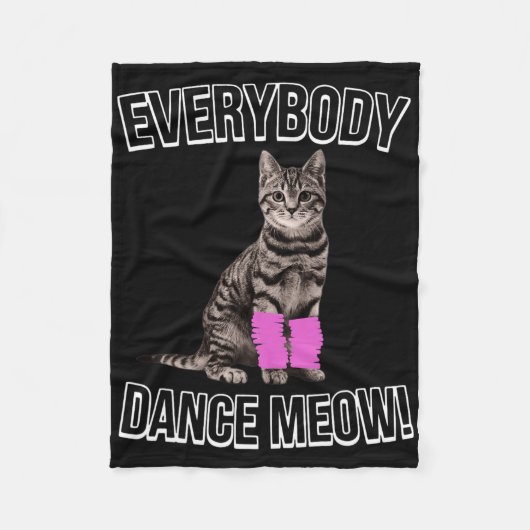Everyone Dance Meow子猫おもしろい踊り猫 フリースブランケット (正面)