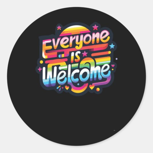 Everyone Is Welcomeステッカー1 ラウンドシール (正面)