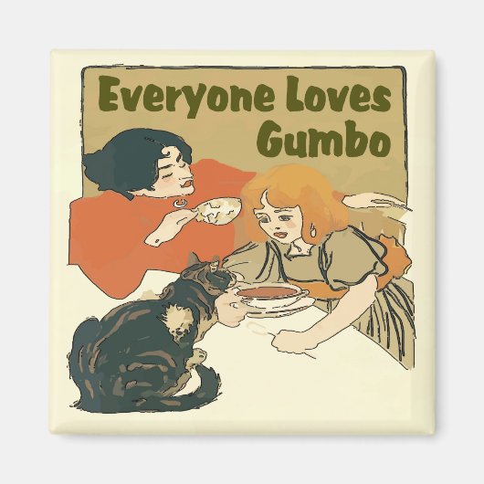 Everyone Loves Gumboやヴィンテージガール、猫のポスター、 マグネット (正面)
