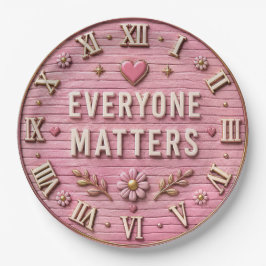 Everyone Matters Inspirational Kindness Quote Pink ペーパープレート