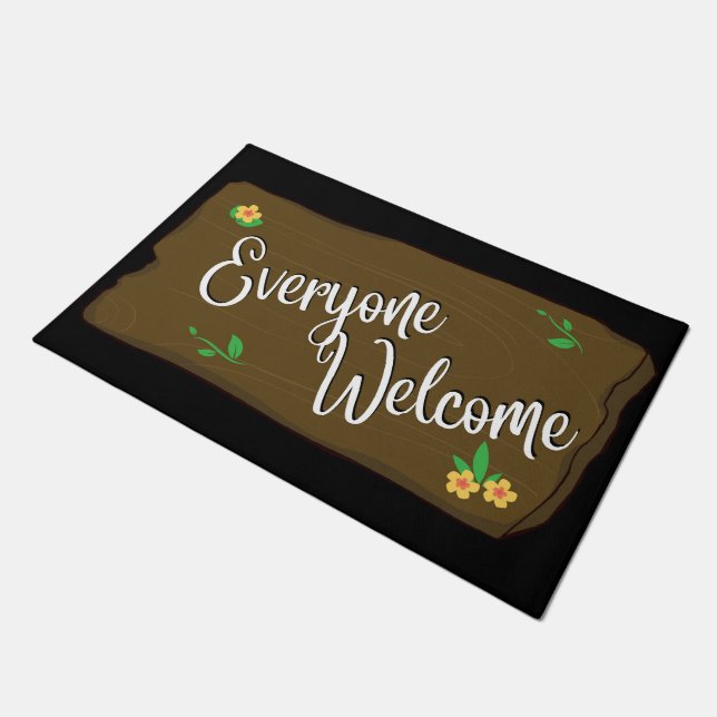 Everyone Welcome doormat （黒） ドアマット (アングル)