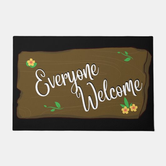 Everyone Welcome doormat （黒） ドアマット (正面)