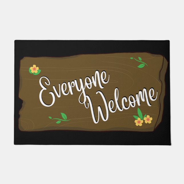 Everyone Welcome doormat （黒） ドアマット (正面)