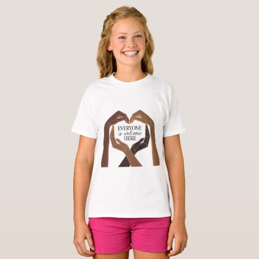 Everyone Welcome Here - Unity & Diversity Tシャツ (正面フル)