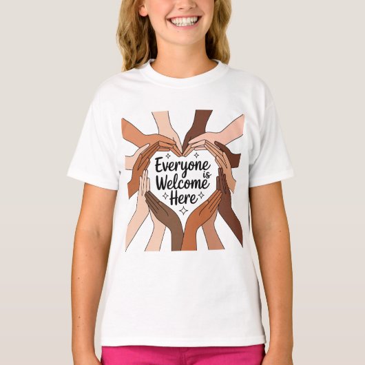 Everyone Welcome Here - Unity & Diversity Tシャツ (正面)
