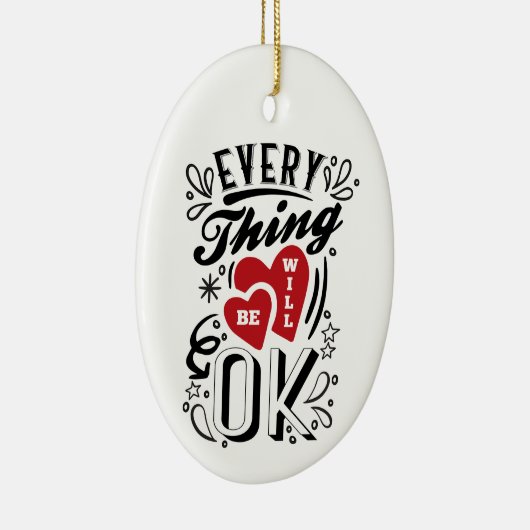EveryThingはOK – ラブハート引用文 セラミックオーナメント (右)