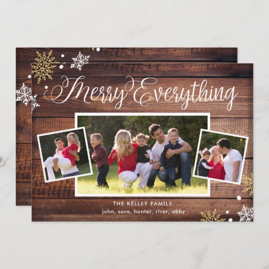 Everything-メリー3フォトダークウッドホリデーカード シーズンカード (正面/裏面)
