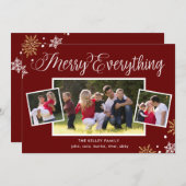Everything-メリー3フォトダークレッドホリデーカード シーズンカード (正面/裏面)