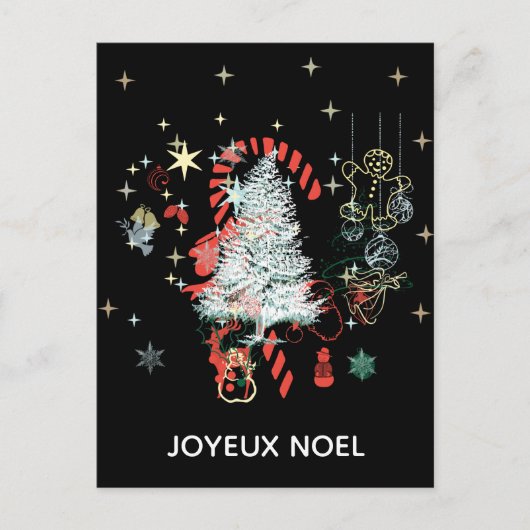 Everything Christmas Joyeux Noel Candy Canwe Black シーズンポストカード (正面)
