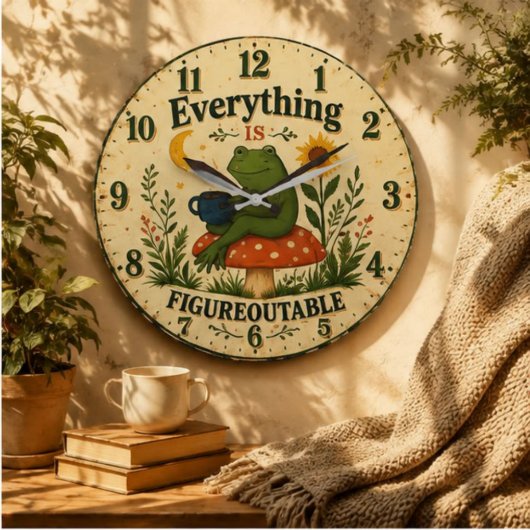 Everything Is Figureoutable Frog ラージ壁時計