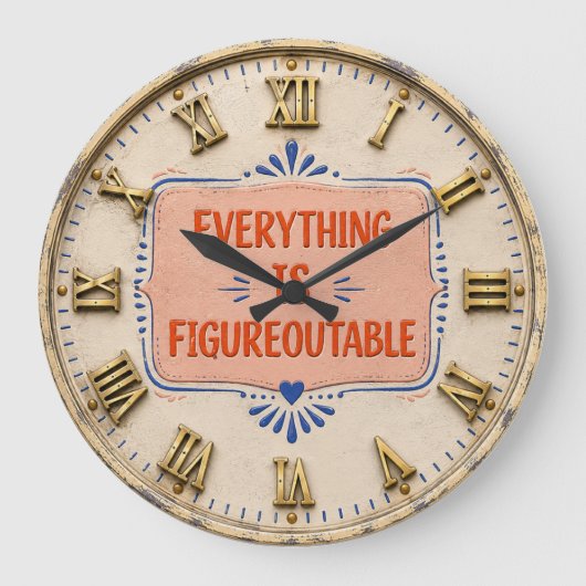 Everything Is Figureoutable Positive Motivation ラージ壁時計 (正面)