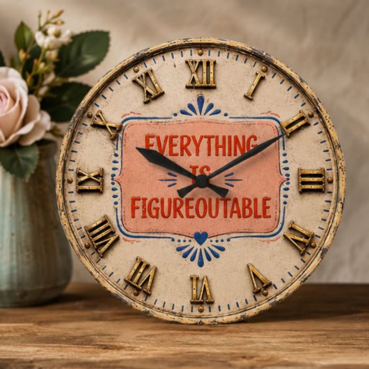 Everything Is Figureoutable Positive Motivation  ラージ壁時計