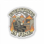 Everything Is Fine | おもしろいスケルトンのダンプスターファイア シール (正面)