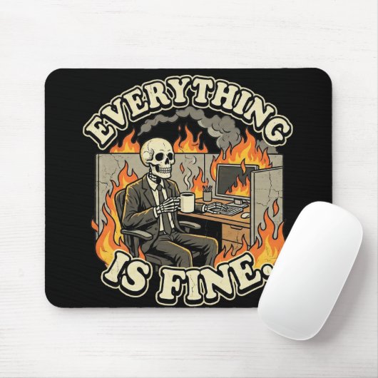 Everything Is Fine | おもしろいスケルトンのダンプスターファイア マウスパッド (マウス)