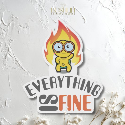 Everything Is Fine ドライ・ユーモア カメ イラスト シール