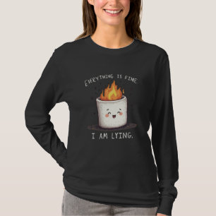 Everything is Fine マシュマロの嘘のミームTシャツ Tシャツ