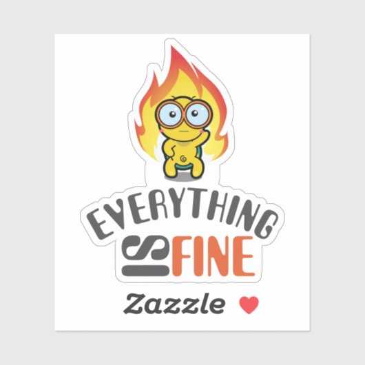 Everything Is Fine dry humor Turtle Illustration シール (シート)