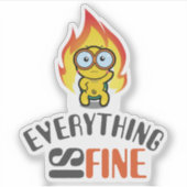 Everything Is Fine dry humor Turtle Illustration シール (正面)