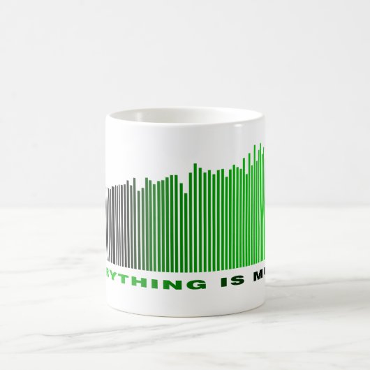 Everything is Music文字グリーンバーコードソングプレーヤー コーヒーマグカップ (中央)