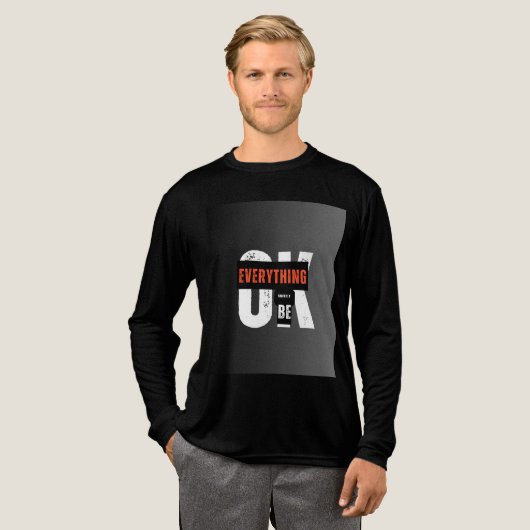 「Everything OK」プリント フル袖Tシャツ トライブレンドTシャツ (正面全体)