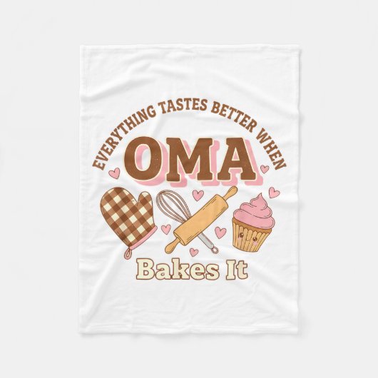 Everything Tastes Better When Oma Bakes It Mother' フリースブランケット (正面)