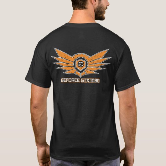 EVGA GTX 1080 Ti "翼のあるパフォーマンス" Tシャツ (裏面)