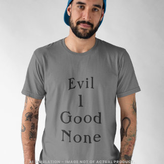 Evil 1 Good None Bold Minimal Serif Quote Grey Tシャツ