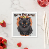Evil Black Cat Halloween Paper Napkin スタンダードカクテルナプキン (インサイチュ)