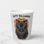 Evil Black Cat Halloween Party Paper Cups 紙コップ (正面)