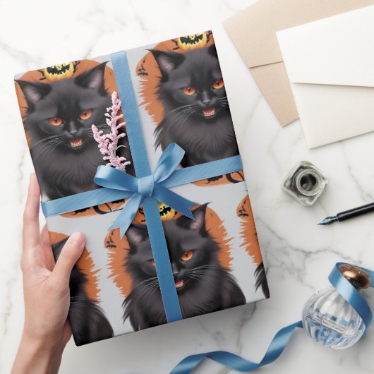 Evil Black Cat Halloween Wrapping Paper ラッピングペーパー (ギフト)