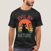 Evil By Nature Retro Cat Men Women Tシャツ (正面)