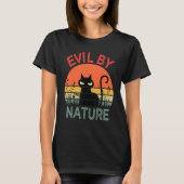 Evil By Nature Retro Cat Men Women Tシャツ (正面)
