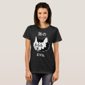 Evil Cat Japanese Text Aesthetic Vaporwave Hallowe Tシャツ (正面フル)