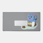 Evil Cat on Robot Vacuum デスクマット (キーボード&マウス)