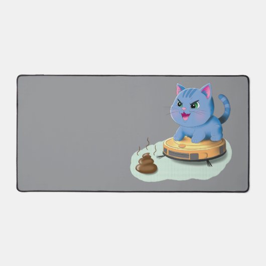Evil Cat on Robot Vacuum デスクマット (正面)