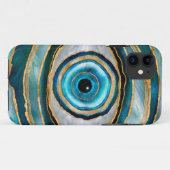 Evil Eye Amulet水の色のビー玉と金ゴールド Case-Mate iPhoneケース (裏面(横))