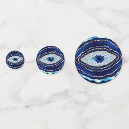 Evil Eye Blue Agate Geode Ditital Art コンフェッティ (裏面)