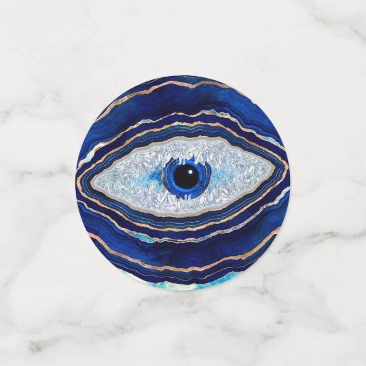 Evil Eye Blue Agate Geode Ditital Art コンフェッティ (スモール正面)