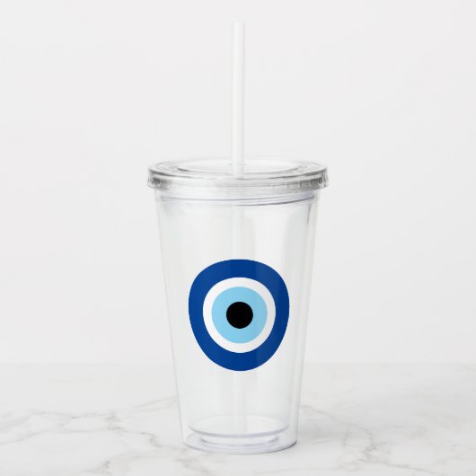 Evil Eye Blue Mati Greek Turkish Symbol Clear アクリルタンブラー (正面)