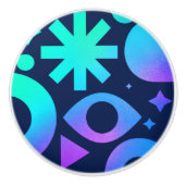 Evil Eye Ceramic Knob Cosmic Teal Purple Mystical セラミックノブ (正面)