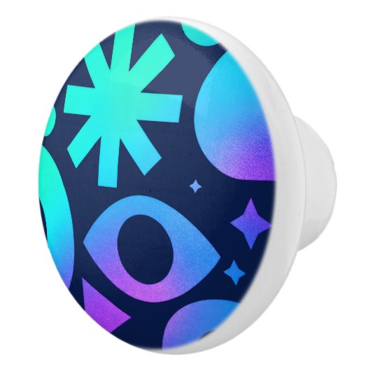 Evil Eye Ceramic Knob Cosmic Teal Purple Mystical セラミックノブ (右)