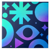 Evil Eye Ceramic Tile Cosmic Teal Purple Mystical タイル (正面)