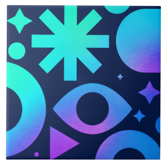 Evil Eye Ceramic Tile Cosmic Teal Purple Mystical タイル (正面)