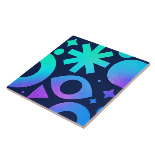 Evil Eye Ceramic Tile Cosmic Teal Purple Mystical タイル (側面)